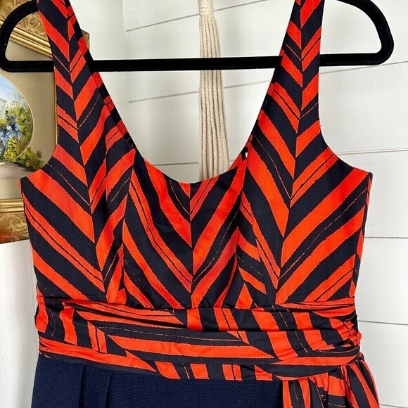 Milly of New York Black and Red Chevron Mini Dress - Picture 3 of 7